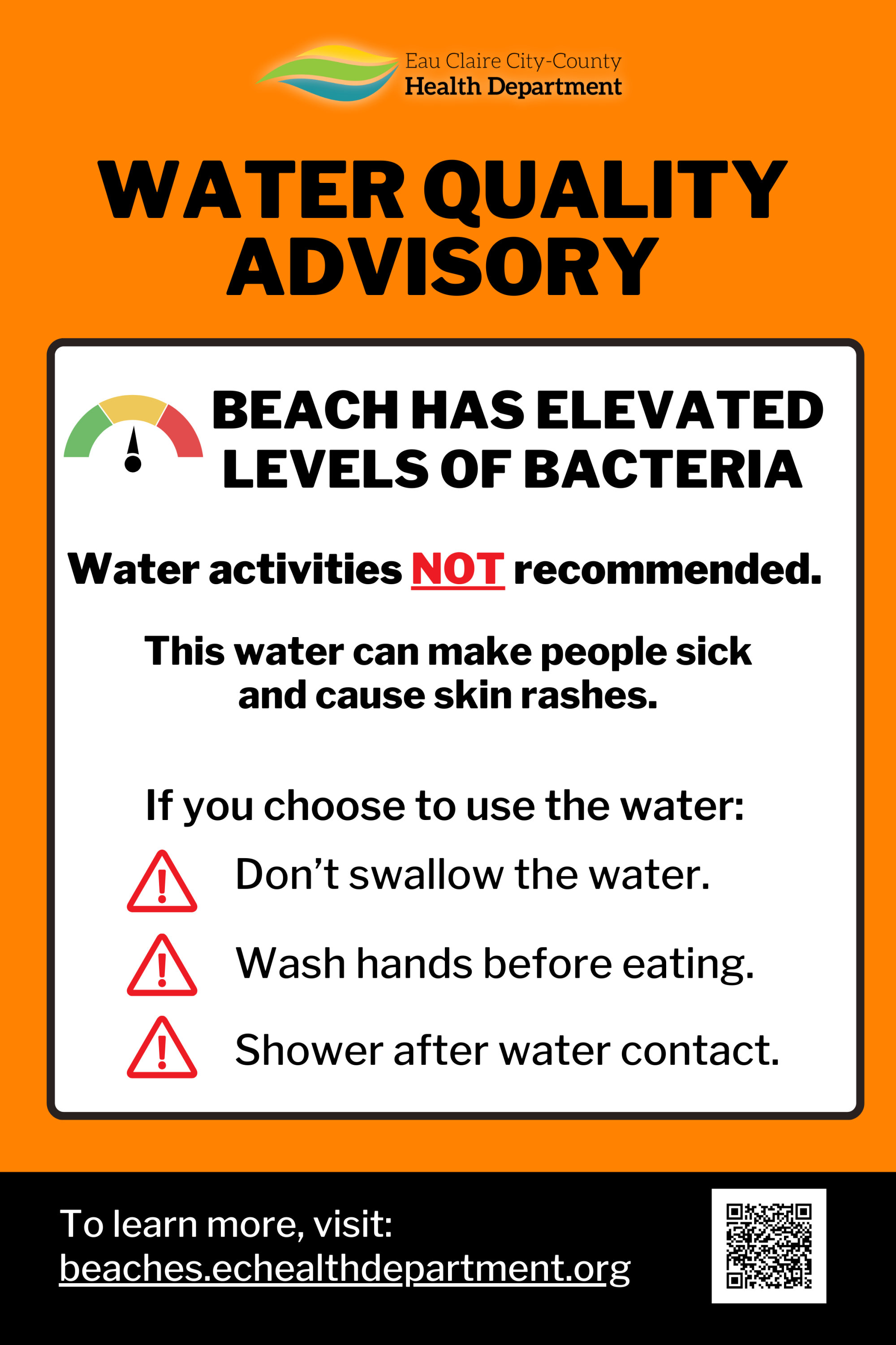 Water quality advisory-bacteria