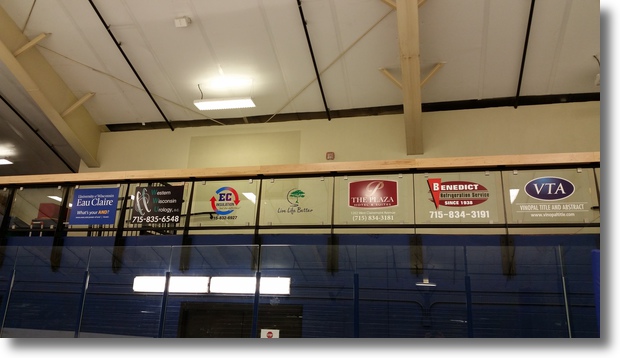 photo of mezzanine glass advertisements at Hobbs