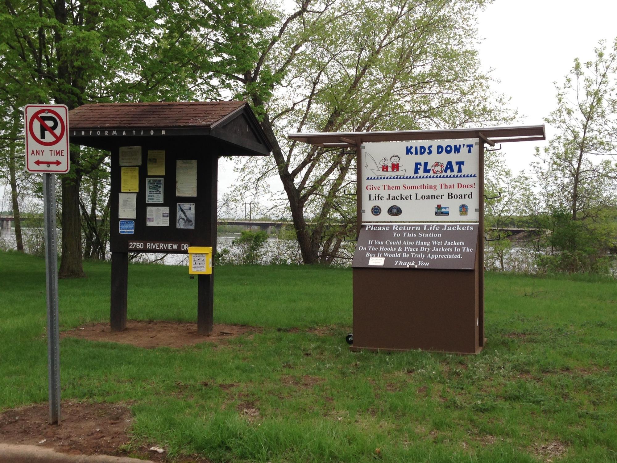 Life Jacket Loaner Board at Riverview Park